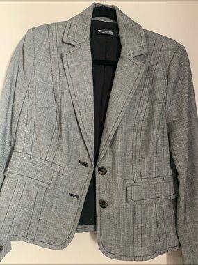 Zara Gray Pinstripe Tailored Blazer